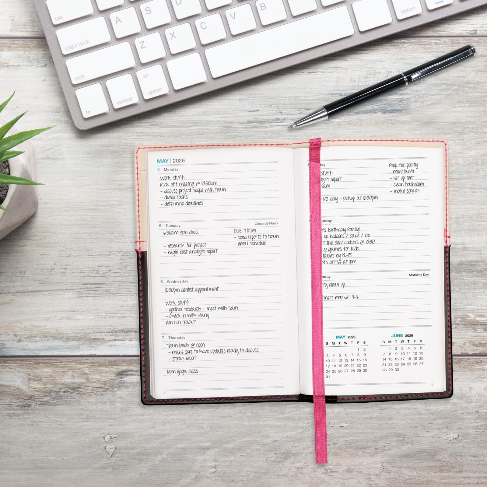 2026 Pocket Planner/Pocket Calendar, 3.5″x6″: Includes 14 3.5″ x 6″, Pink