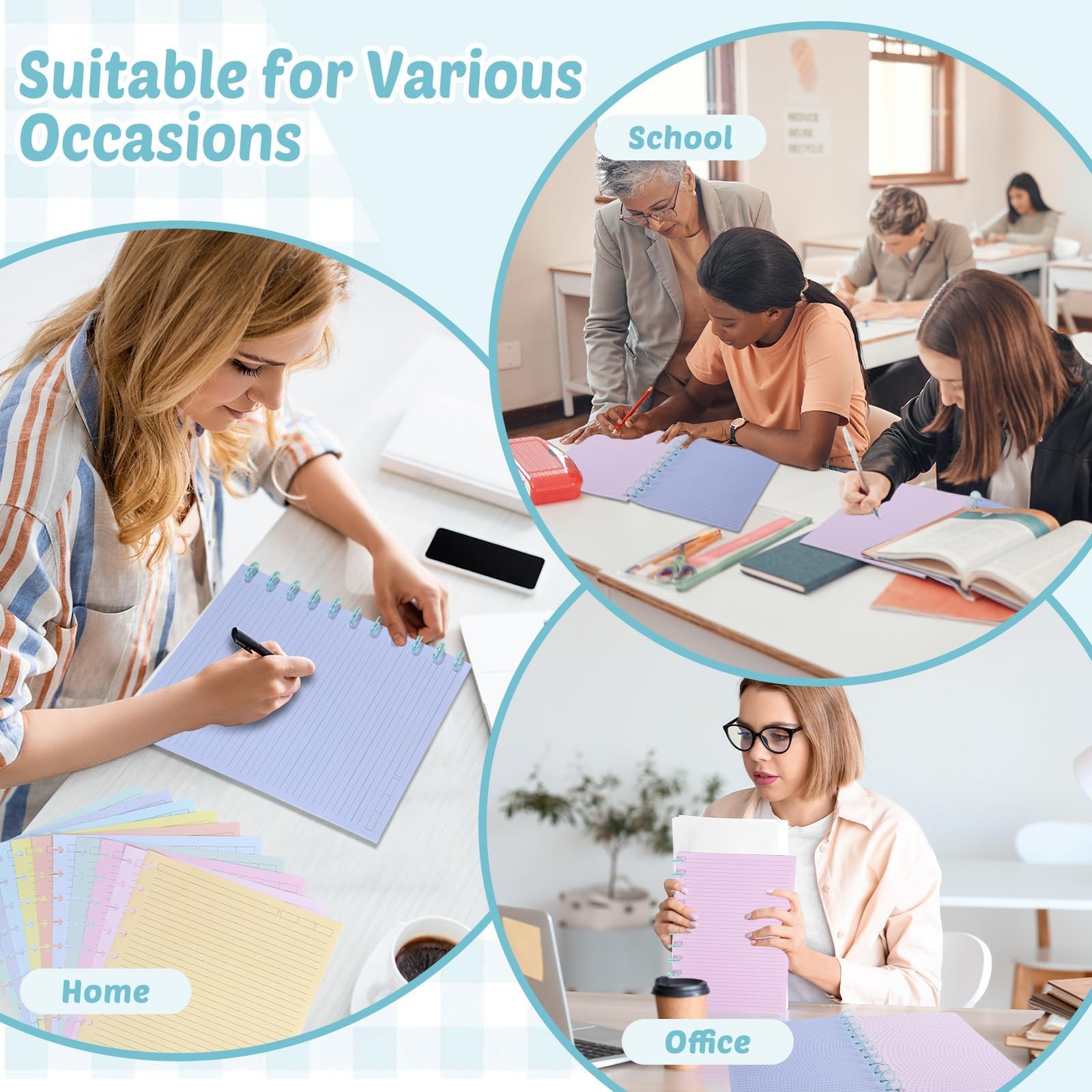 100 Sheets Letter Size Discbound Lined Refill 8.5 x 11 Inch College Ruled Not…