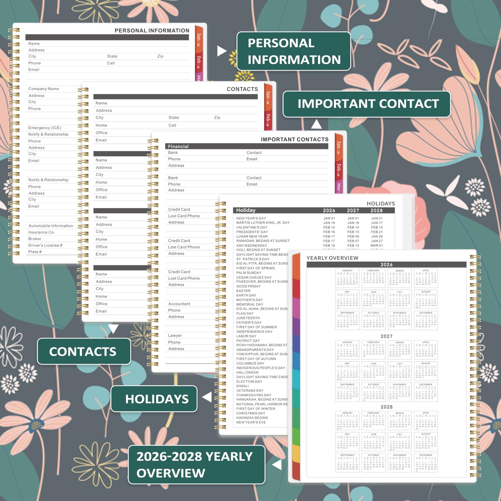 2026 Monthly Planner – January 2026 – December 2026, 9″ x 11″, Multicolor