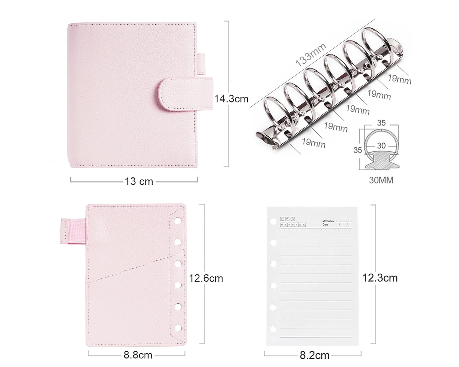Pocket Luxe Rings Planner – Genuine Leather Binder Organizer (30mm Ring, Pebb…