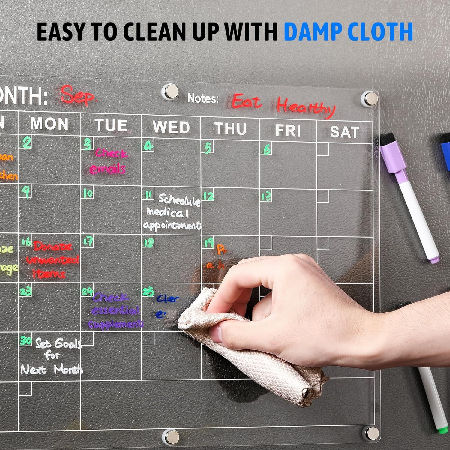 Acrylic Magnetic Fridge Calendar Monthly Planner Dry Erase Board 14.5×11.5