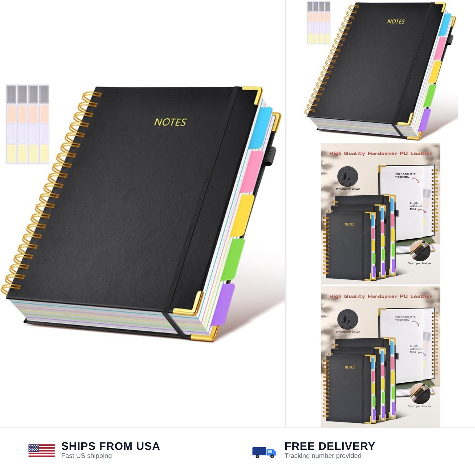 Hardcover Spiral Notebook 8.5″x11″ Journal with Removable Dividers Tabs, 300 …