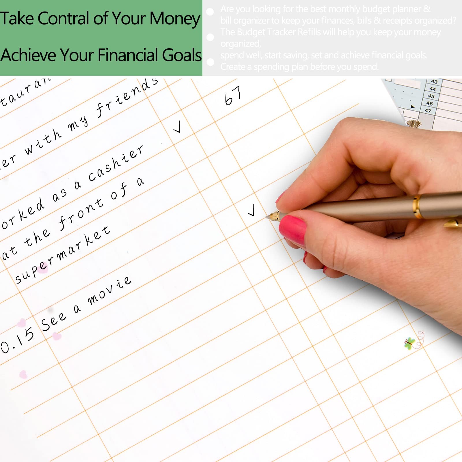 Rancco A5 Budget Planner Refill Paper, 90 Pages Colorful 6-Ring A5, Financial