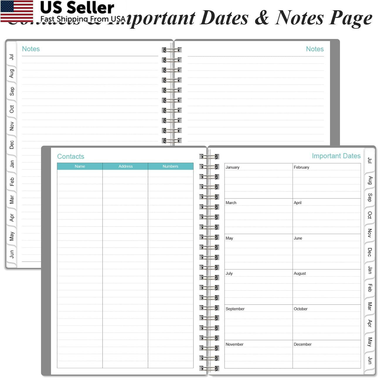 2026-2027 Planner – Weekly and Monthly Calendar 6.4″ x 8.5″, Grey-C