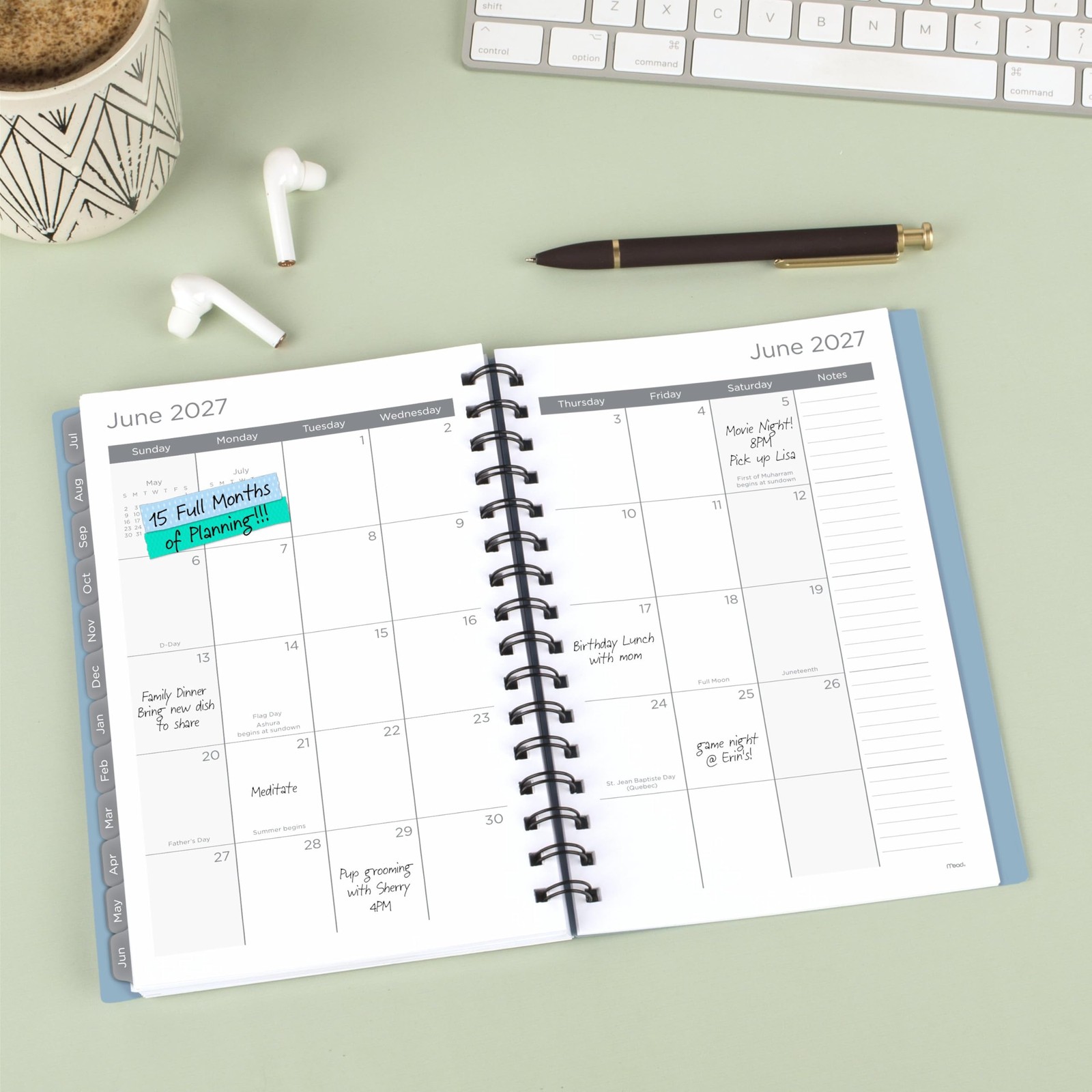 Mead Planner 2026-2027 Weekly & Monthly 5.5″W x 8.5″H, Composure Blue