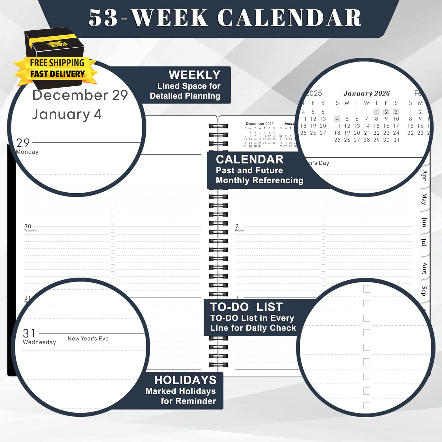 2026 Planner – 8” × 10”, Planner Weekly and Monthly 2026, from JAN to DEC 2026,