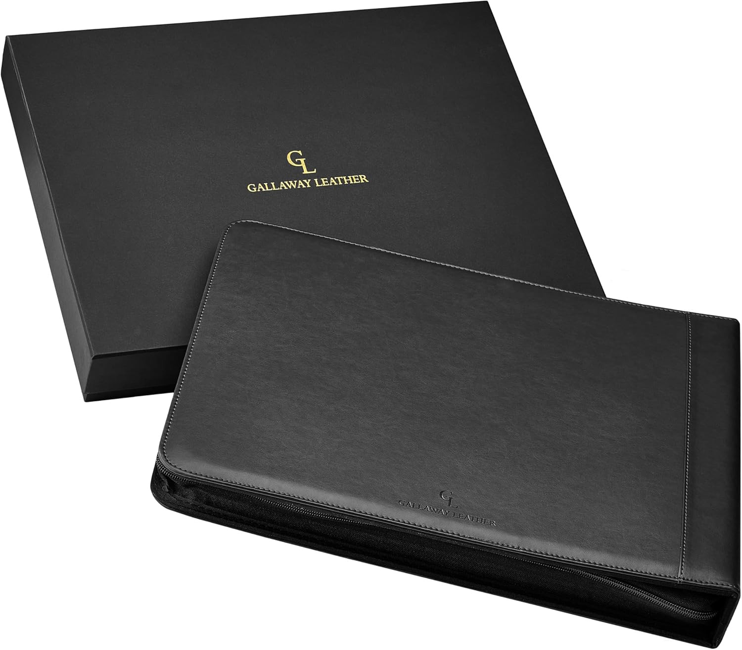 7 Ring Checkbook Binder for Business Checks, PU Leather Check Binder Portfolio w
