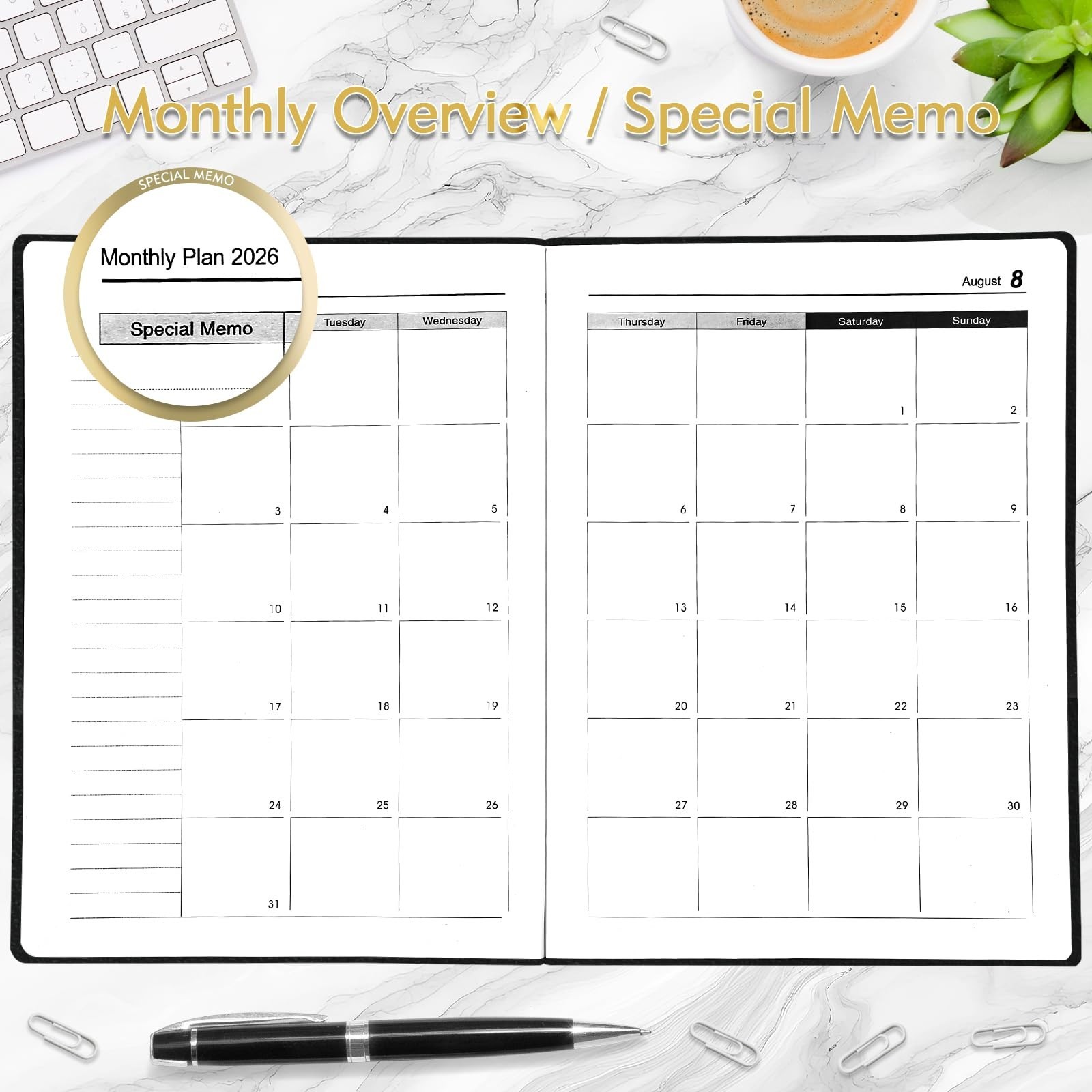 Large Daily Planner 2026-2027, Full Page Per Day, Hourly Schedule, 8.5″x11″, Aca
