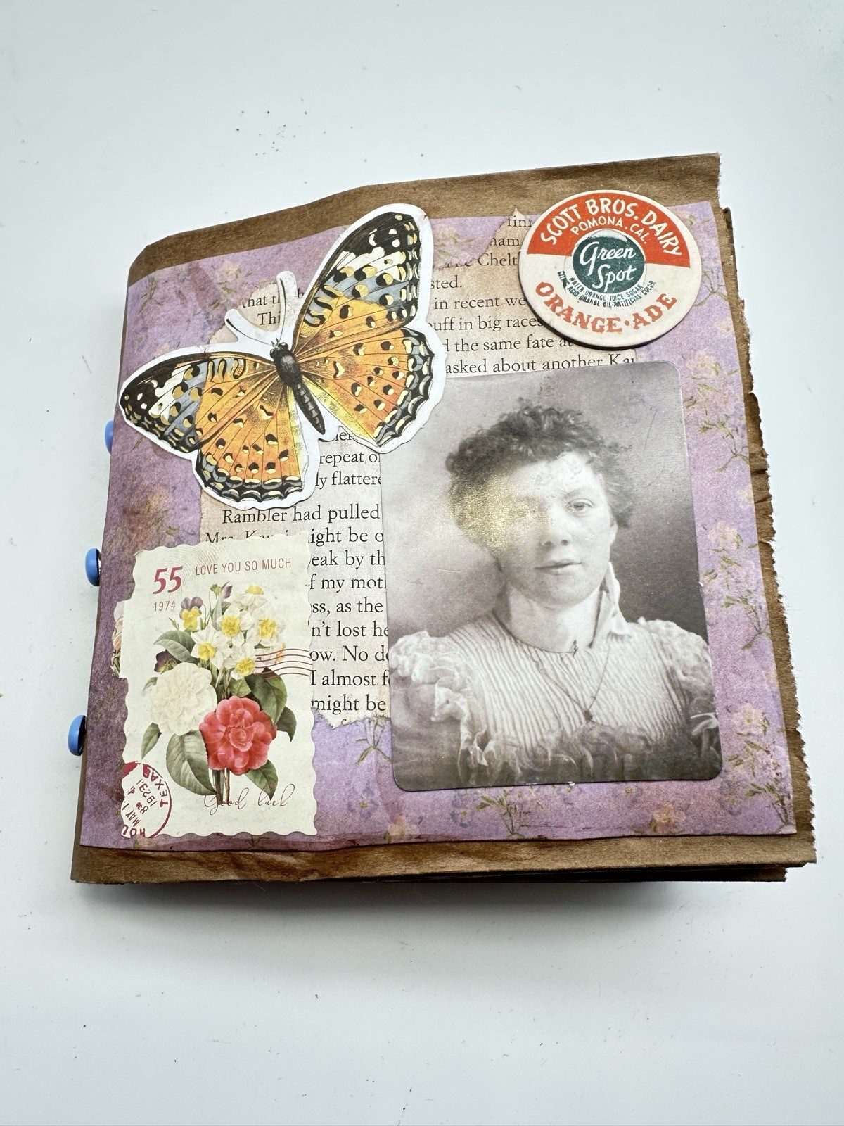 Junk Journal Orange-Ade Titled6x5 Inches With Coffee Dyed Paper For Journaling