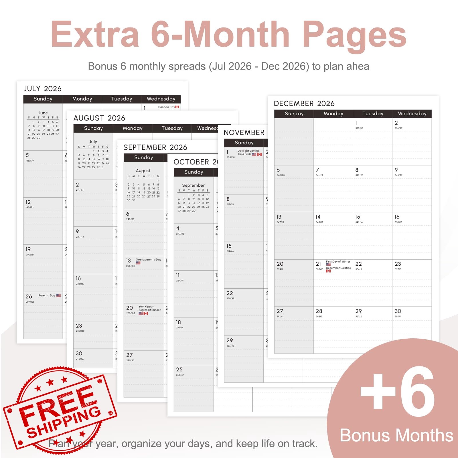 VALOME 2027 A5 Planner Pink Hardcover Spiral