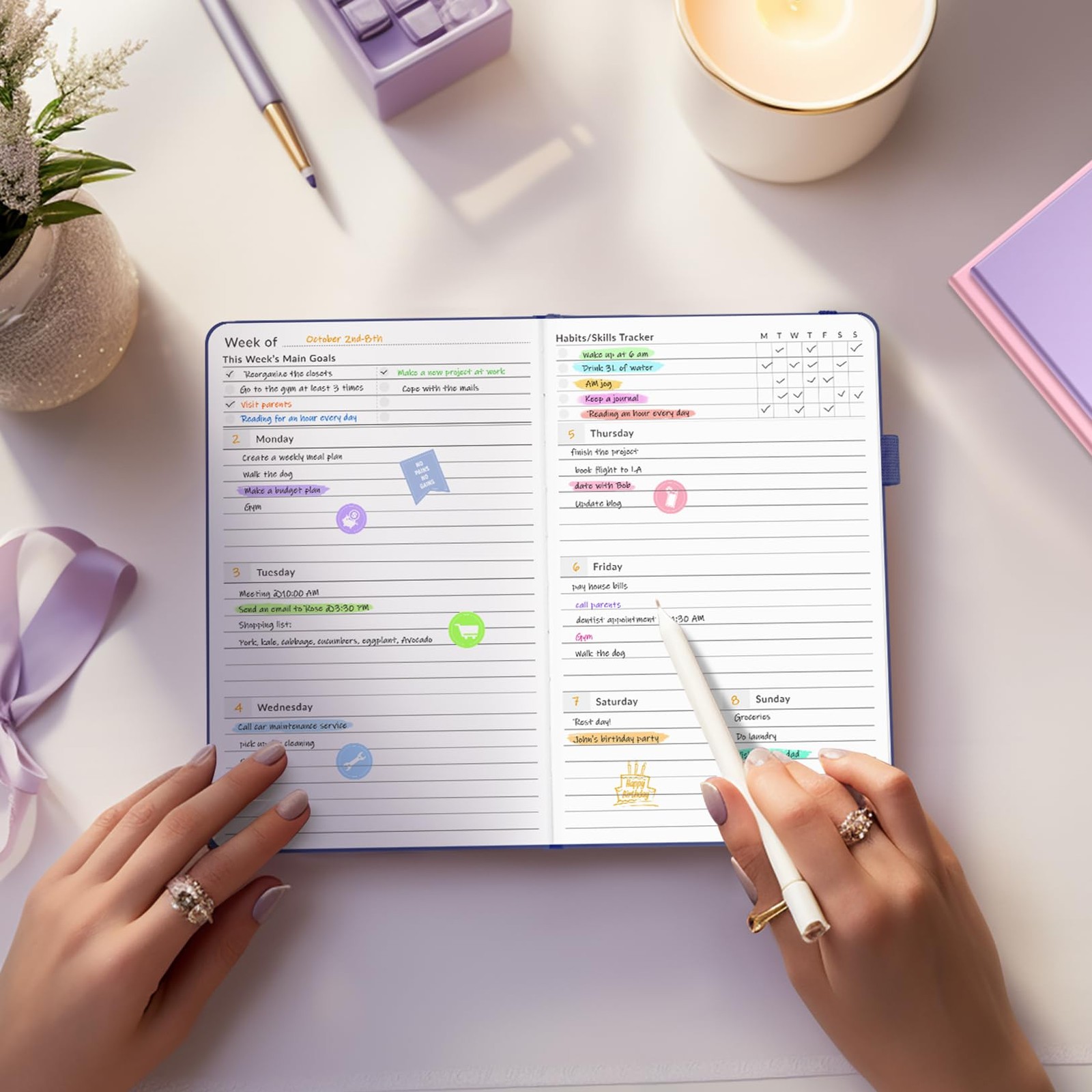 Undated Weekly Planner for 2026, Simplified Weekly & Monthly Calendar Planner…