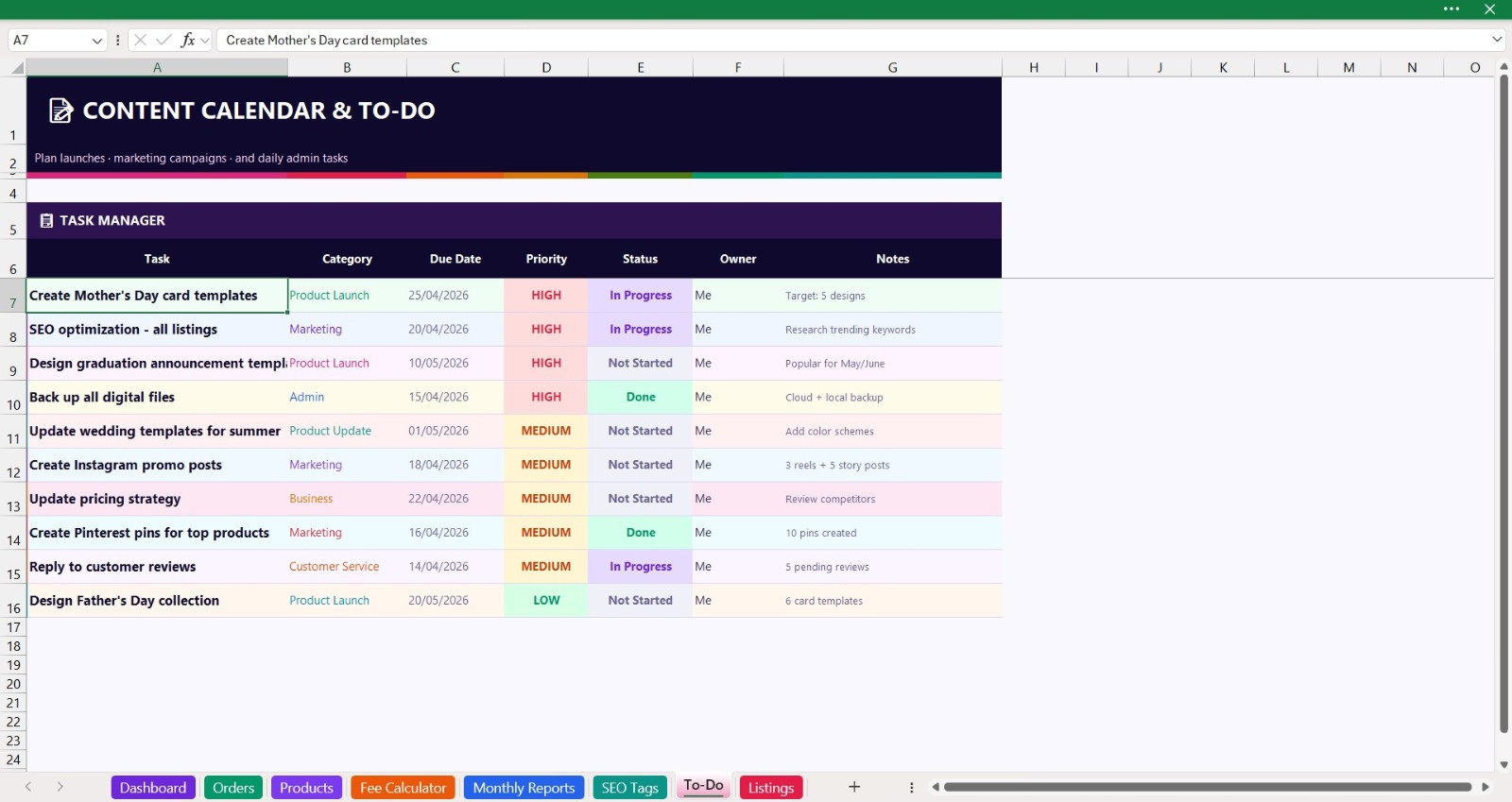 Sales Tracker | Fee Calculator | Digital Product Shop Manager | Instant Download