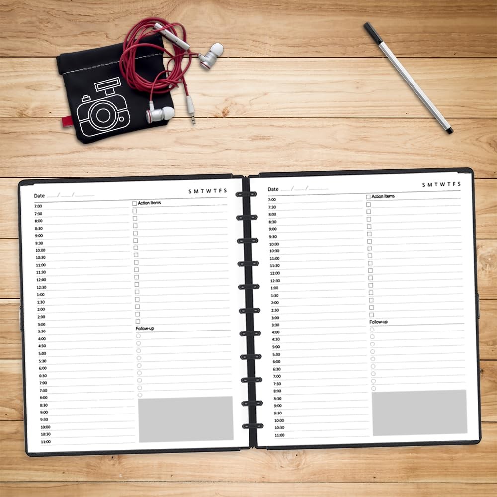 Letter Size Undated Daily Planner Refills, A4 8.5 X 11 Inch 100 Sheets, White