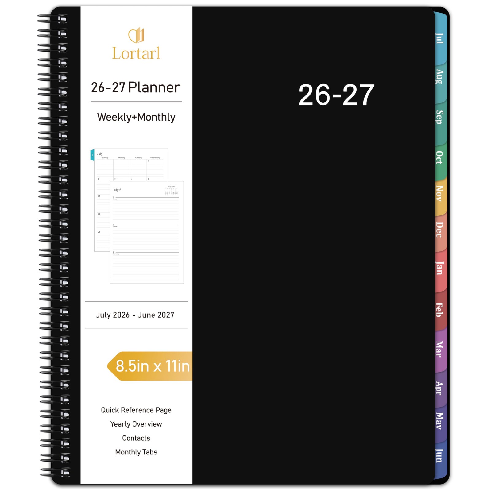 Weekly and Monthly Planner 2026-2027, July 2026-June 2027, 8.5” x 11”