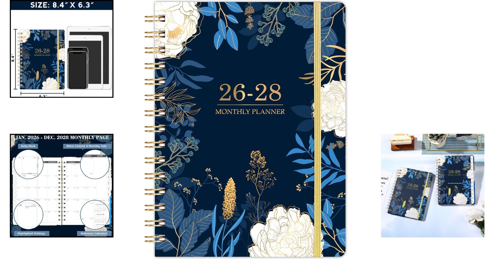 Durable 3- Planner: 6.3″ x 8.4″ Calendar with Inner Pocket & Closure