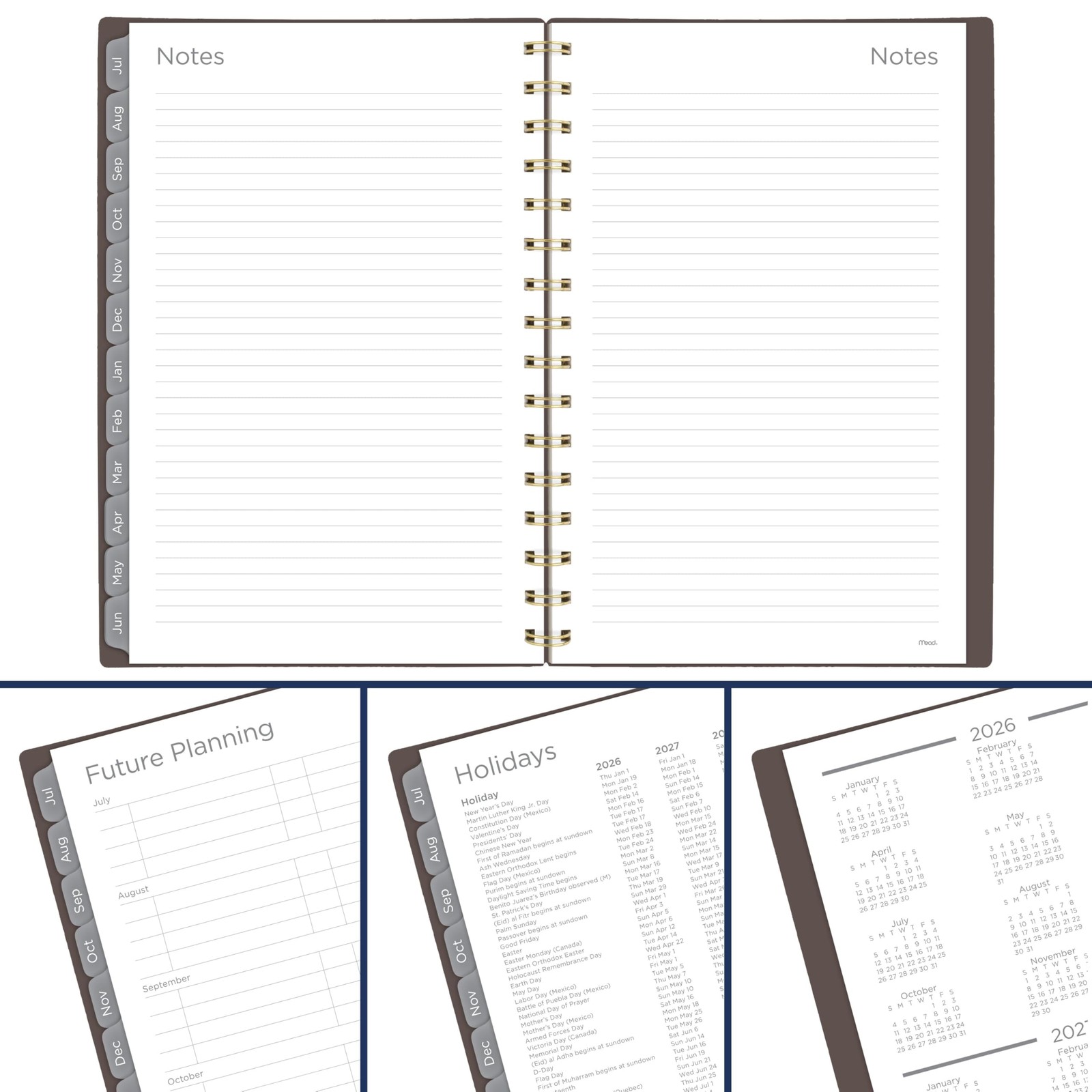 Mead Planner 2026-2027 Weekly & Monthly Academic 5.5″W x 8.5″H, Ground Coffee