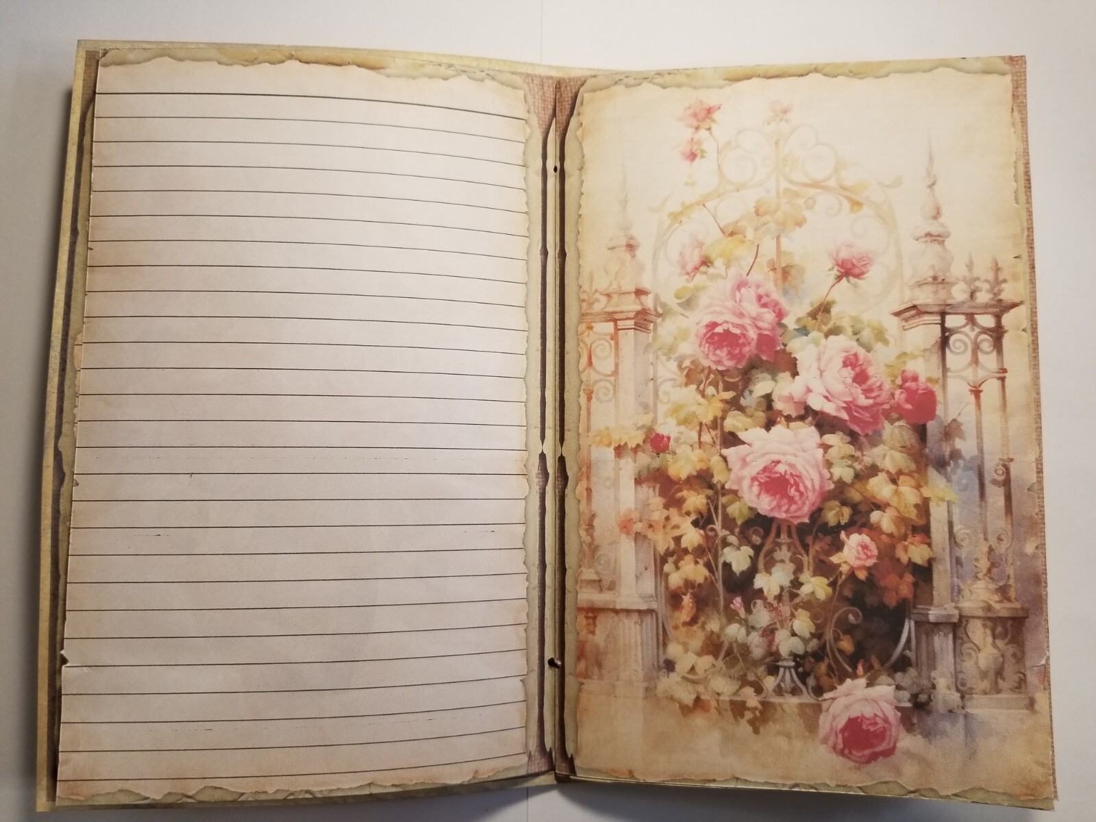 Junk Journal Blank Booklet “BUTTERFLIES & ROSES”Foral Pink Roses LG 5.5×8.5 40pg