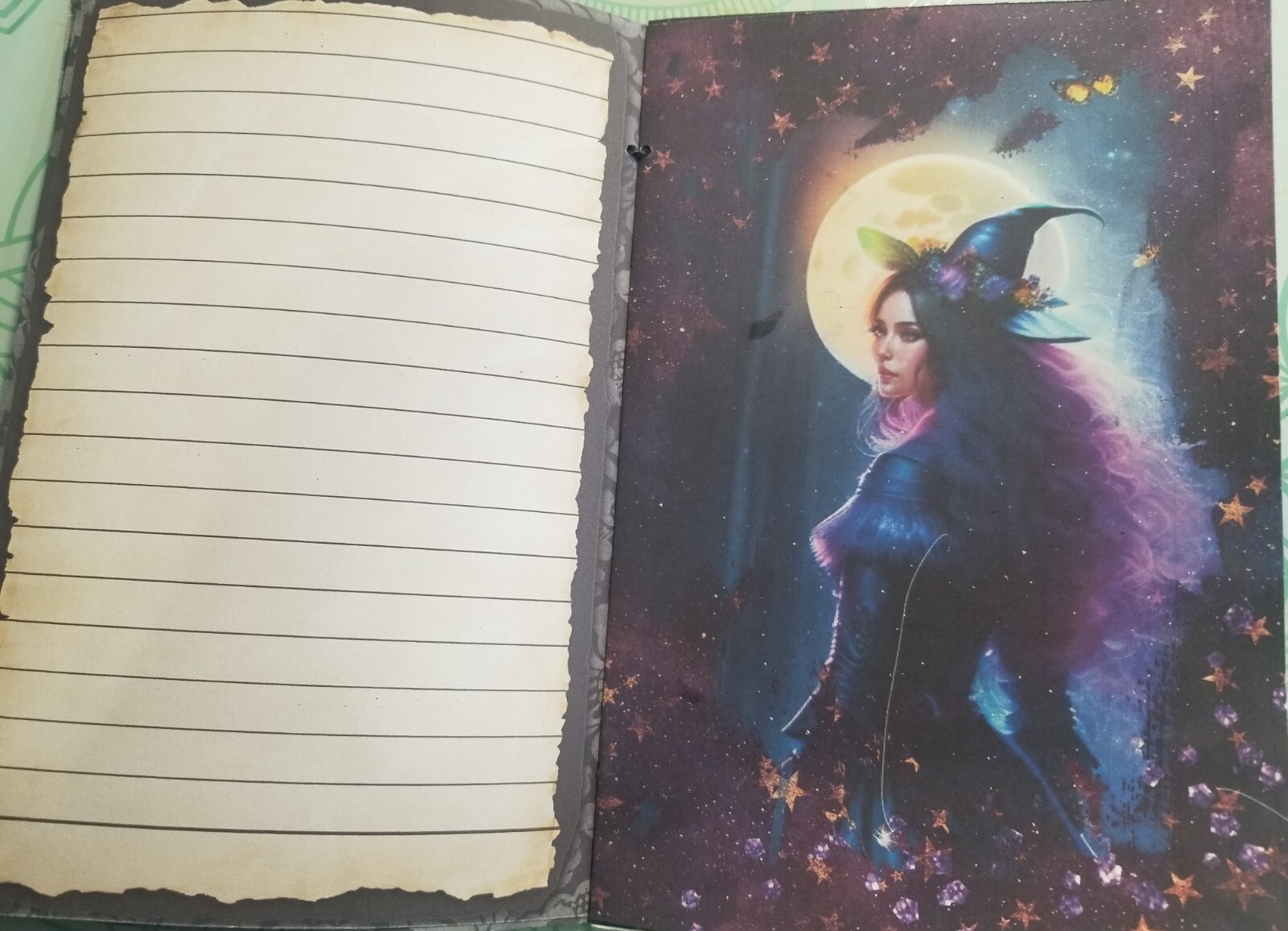 Junk Journal Blank Booklet “BEWITCHED NIGHT” HANDMADE GRIMOIRE LG 8.5″x5.5″ 40pg