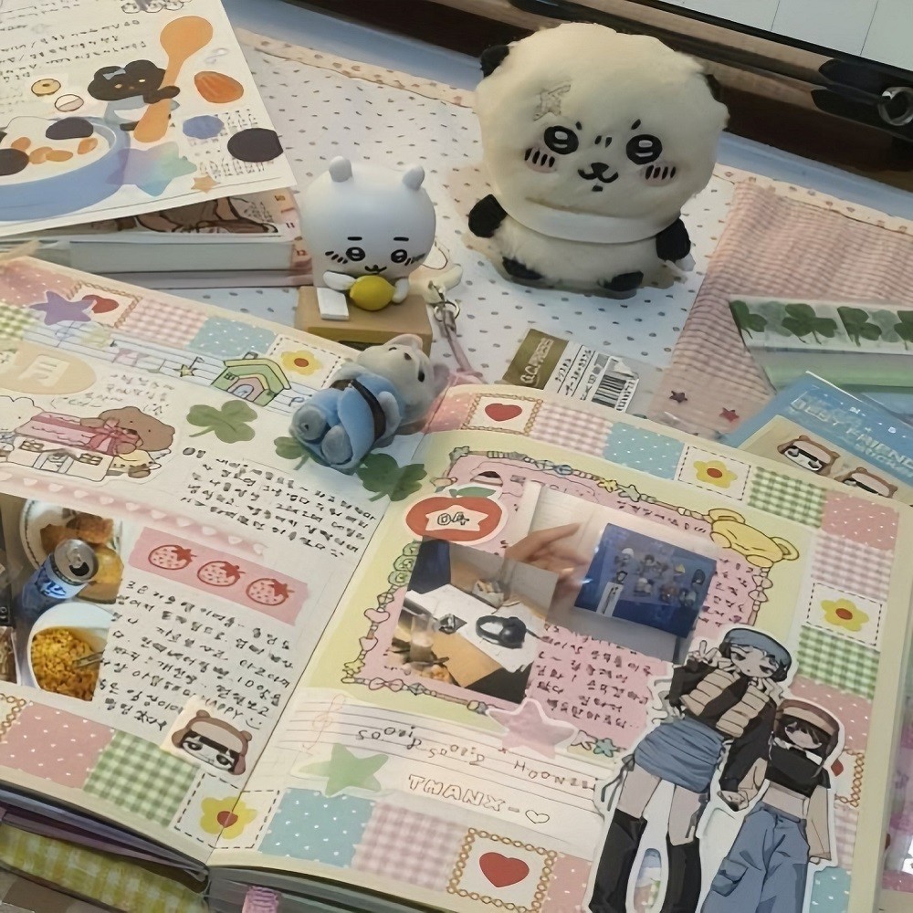 Colorful Patchwork A6 Notebook Cover Handmade Kawaii Cute Planner Diary Journal