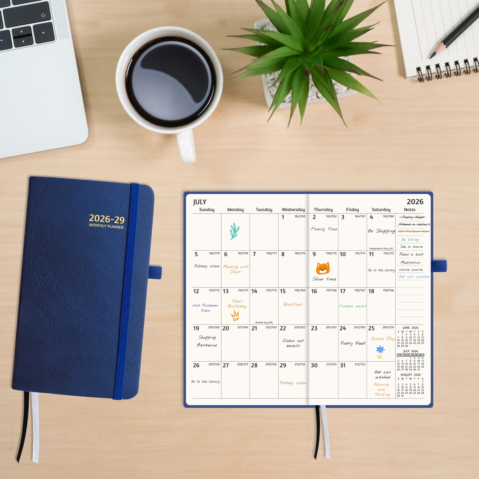 Pocket Monthly Planner, 3 Year Calendar 2026-2029, 6.2’’ x 3.6’’ x 0.67’’, Small