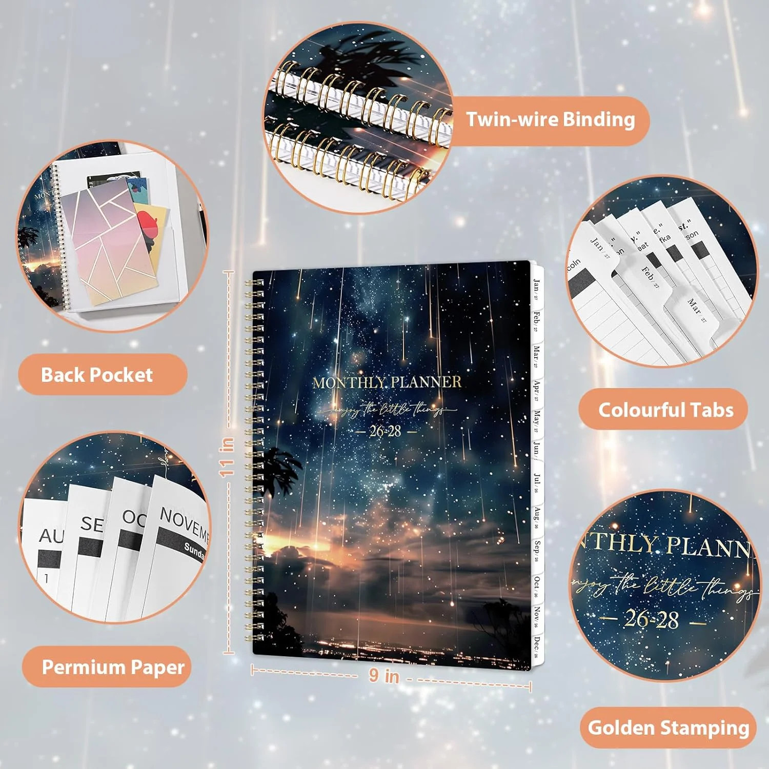 Monthly Planner 2026-2028 – 2 Year Planner 2026-2028, Jul.2026 – Jun.2028, 9″ x