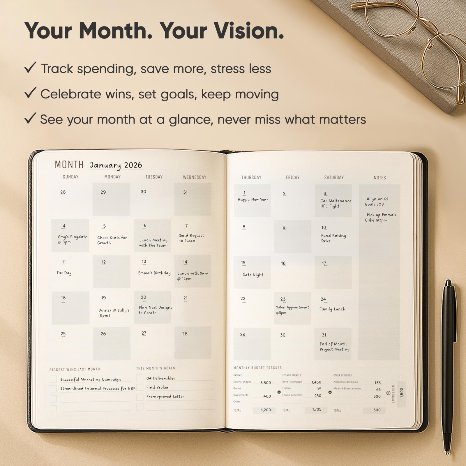 Ultimate 2026 Daily Planner – Hourly Schedule & Task List, A5 Size, Black