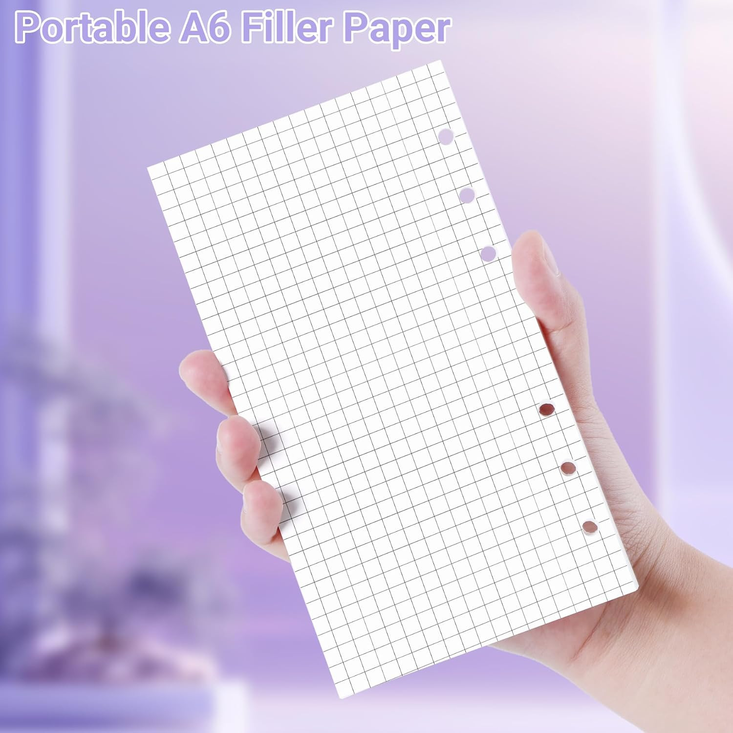 A6 Grid Refill Paper 6-Hole Planner Inserts for A6 6-Ring Refillable Binder, 135