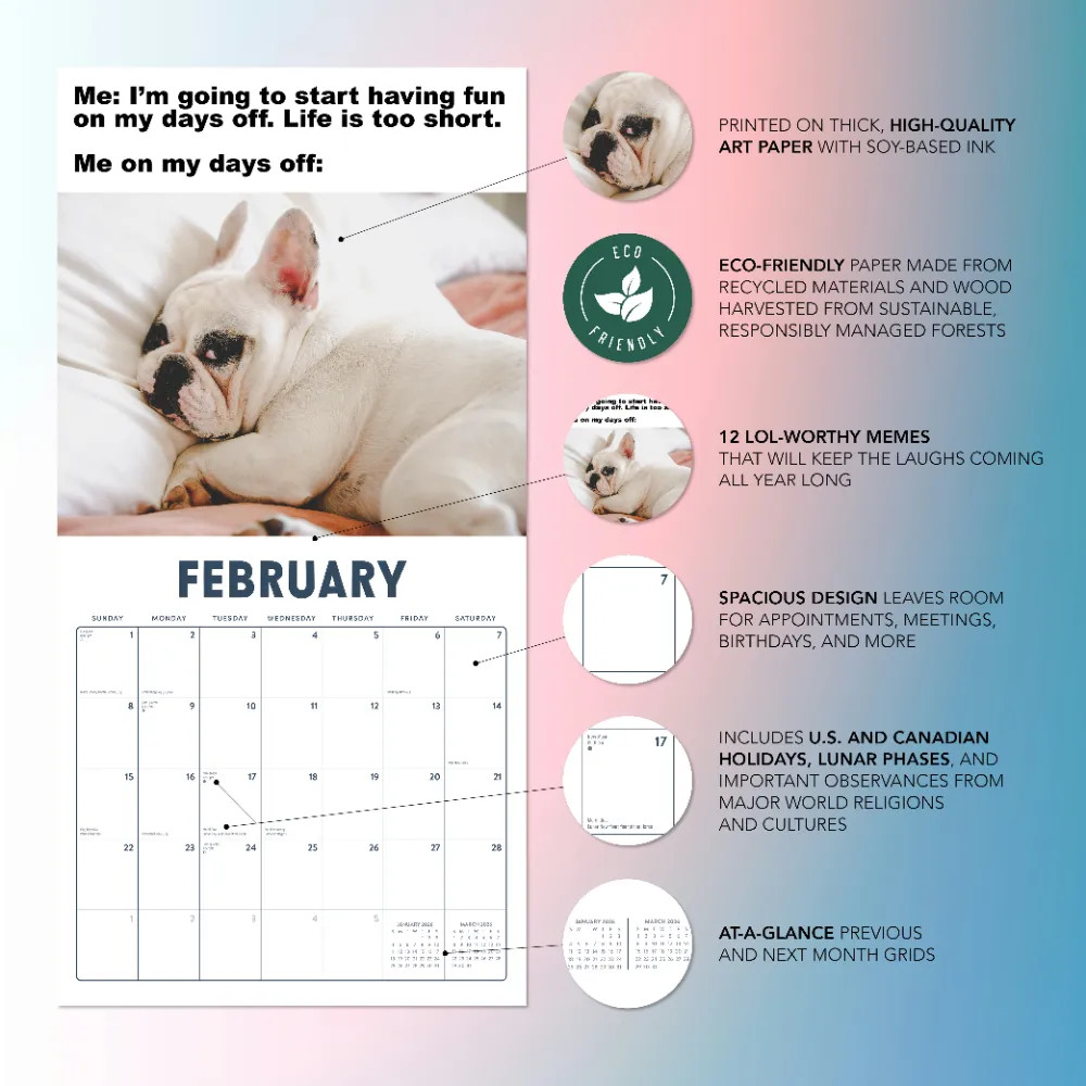 That Meme Life Calendar 2026 | 12″ x 24″ 12 Month Calendar | Marble City Press