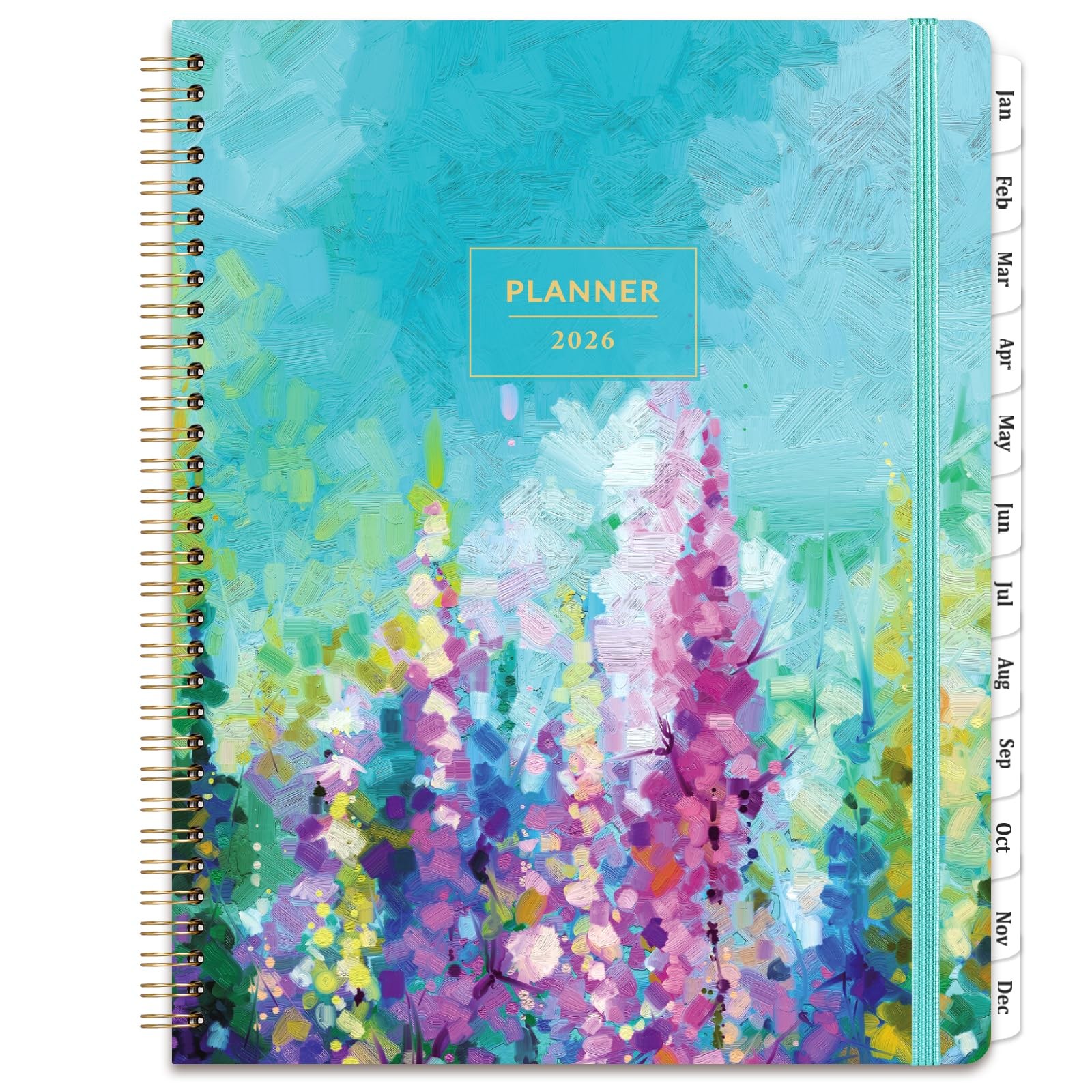 2026 Weekly Monthly Planner 9 x 11 Hardcover Tabs Elastic Closure Pocket for Pla