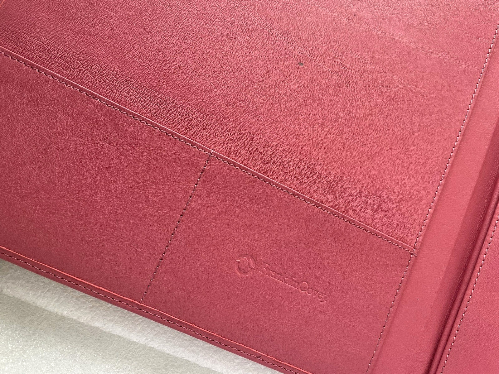 Franklin Covey ~ Note Pad Folio ~ Pink Leather Monarch Organizer Cover ~12″x9.5″