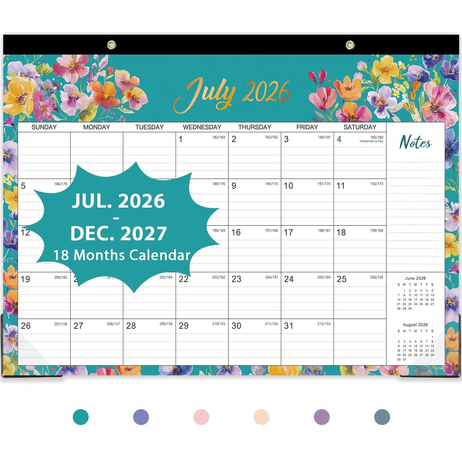 Desk Calendar 2026-2027 – JULY 2026 – DEC. 2027, 17″ x 12″, Large Desk Calend…
