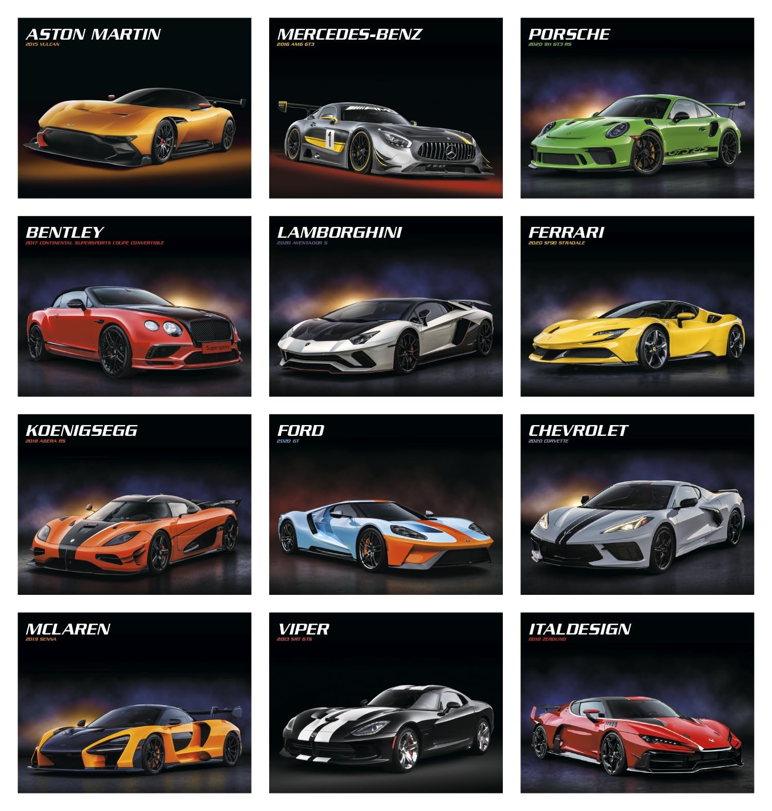 Fast Trax Super Car 2026 Hanging Wall Calendar – 19″ x 11″ (Open) MultiColor