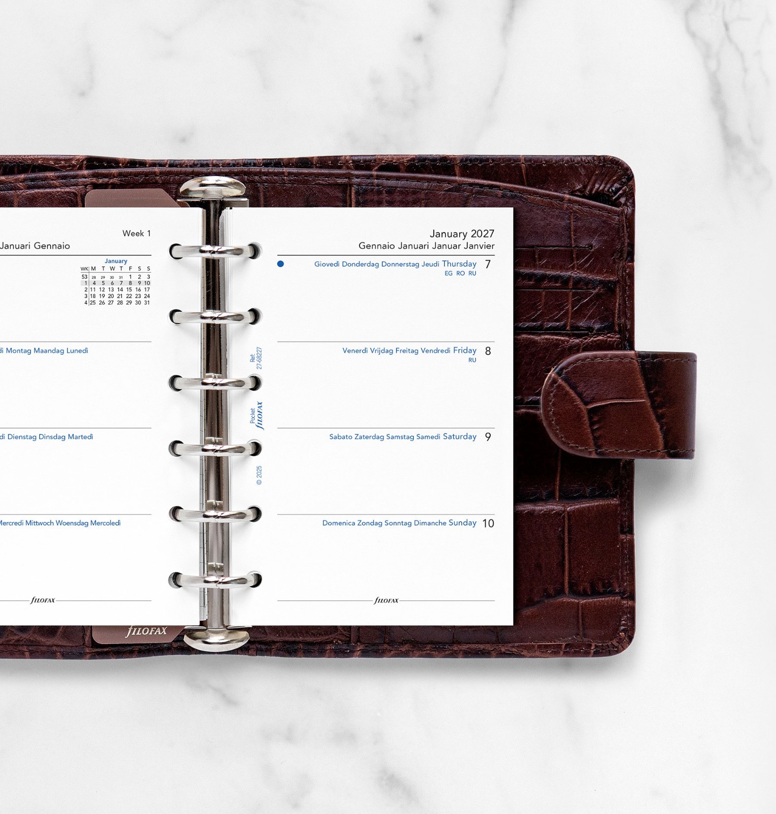 2026 Filofax Pocket Size Refill 26-68227, Week on Two Pages, Multilanguage