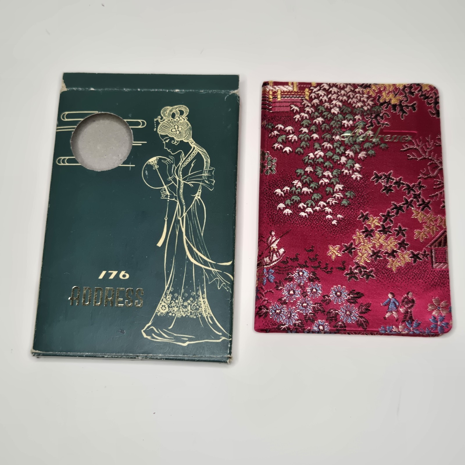 Shanghai, China Embroidered 176 Address Book – Red Silk Brocade Cover – VTG NOS