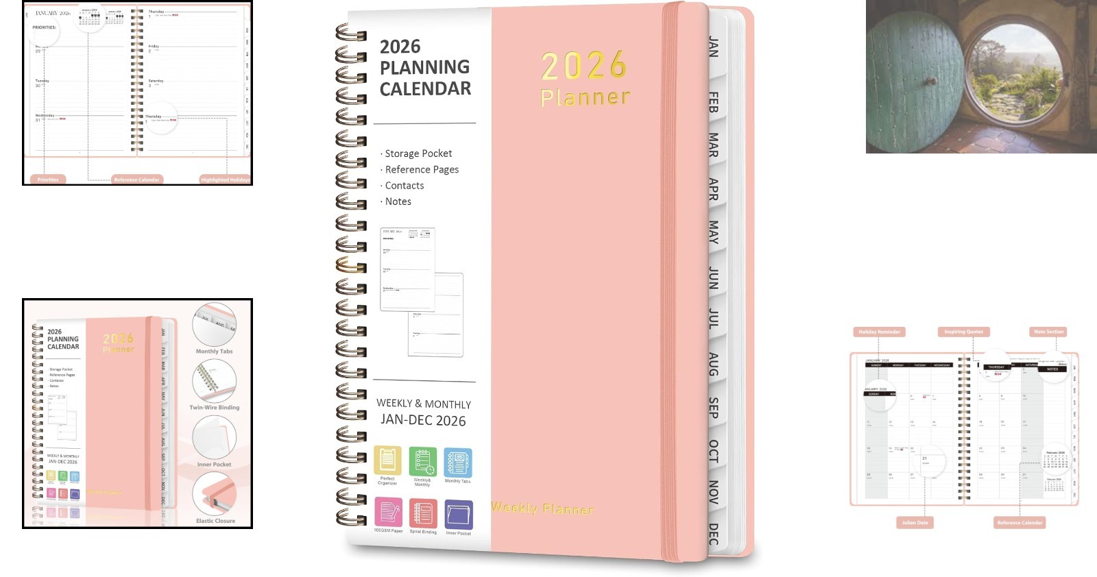 Versatile A5 2026 Planner – Monthly & Weekly Layouts, Elastic Closure & Pocket