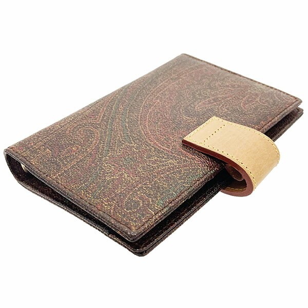 ■Authentic Etro Paisley Notebook Cover, PVC Leather, Multicolor Brown Tones,