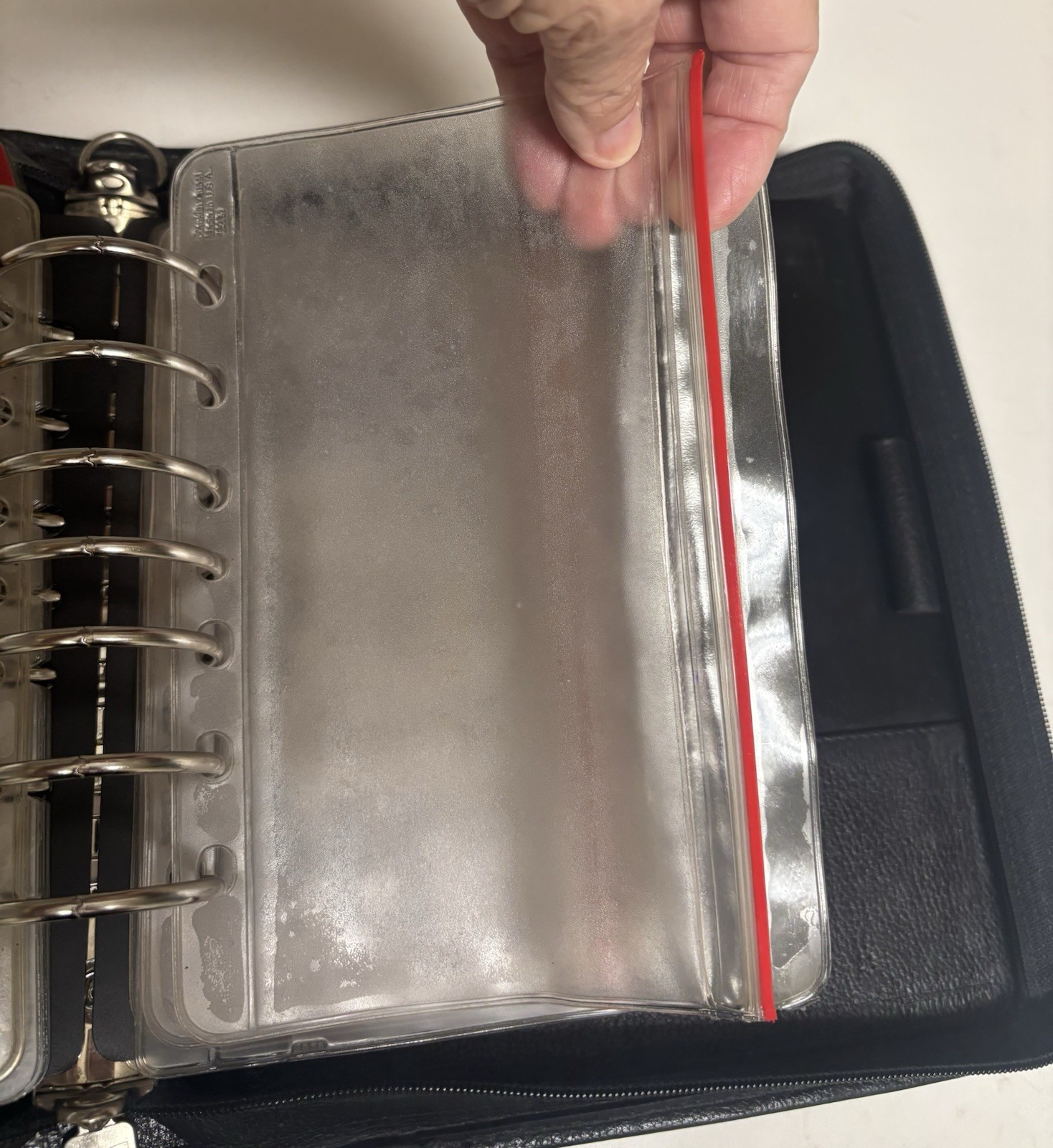 Franklin Quest Black Verona Leather Zip Organizer Planner 7 Ring Binder Vtg 90’s