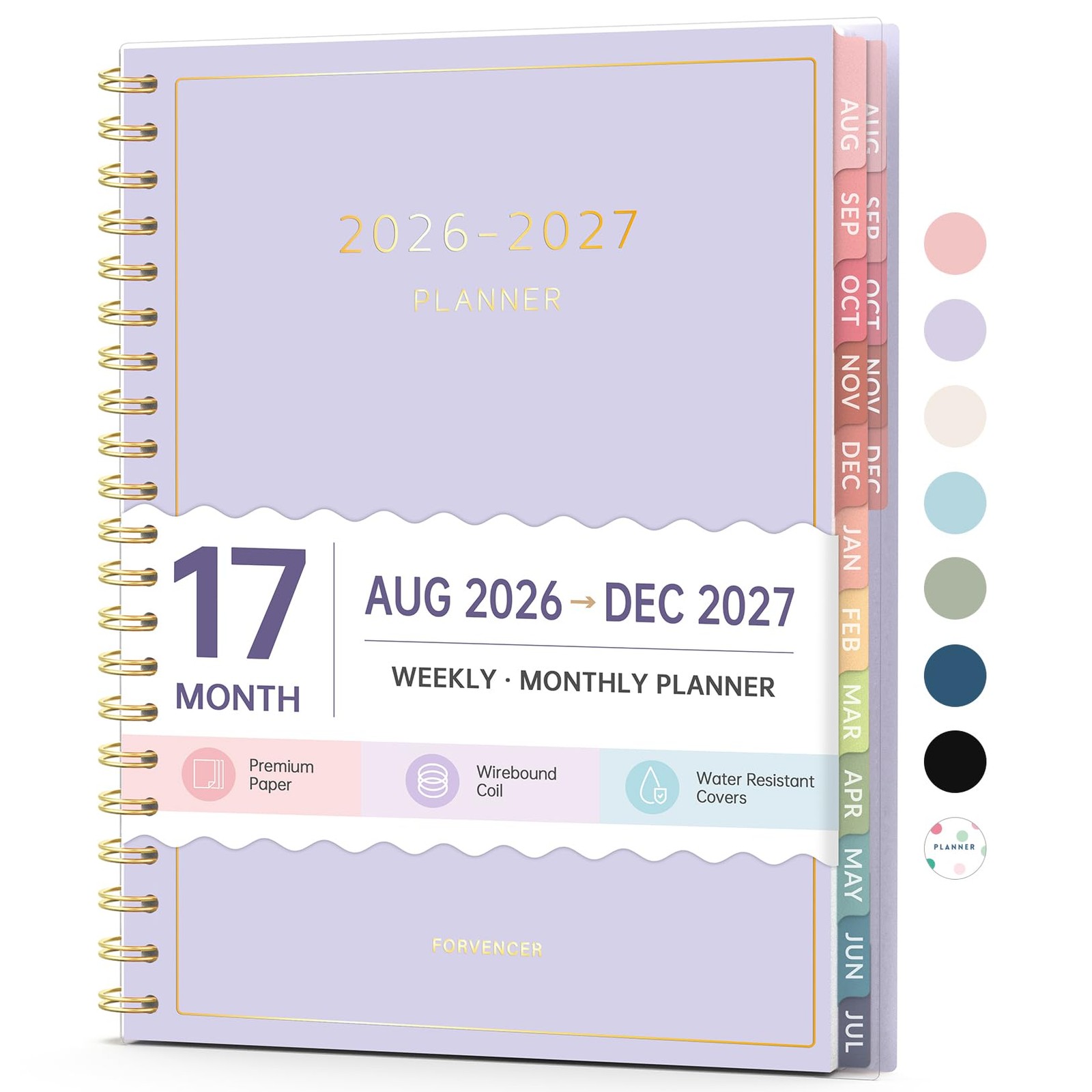 Aug 2026 – Dec 2027 Planner, Forvencer 17 Month Academic 6.3″ X 8.4″, Purple
