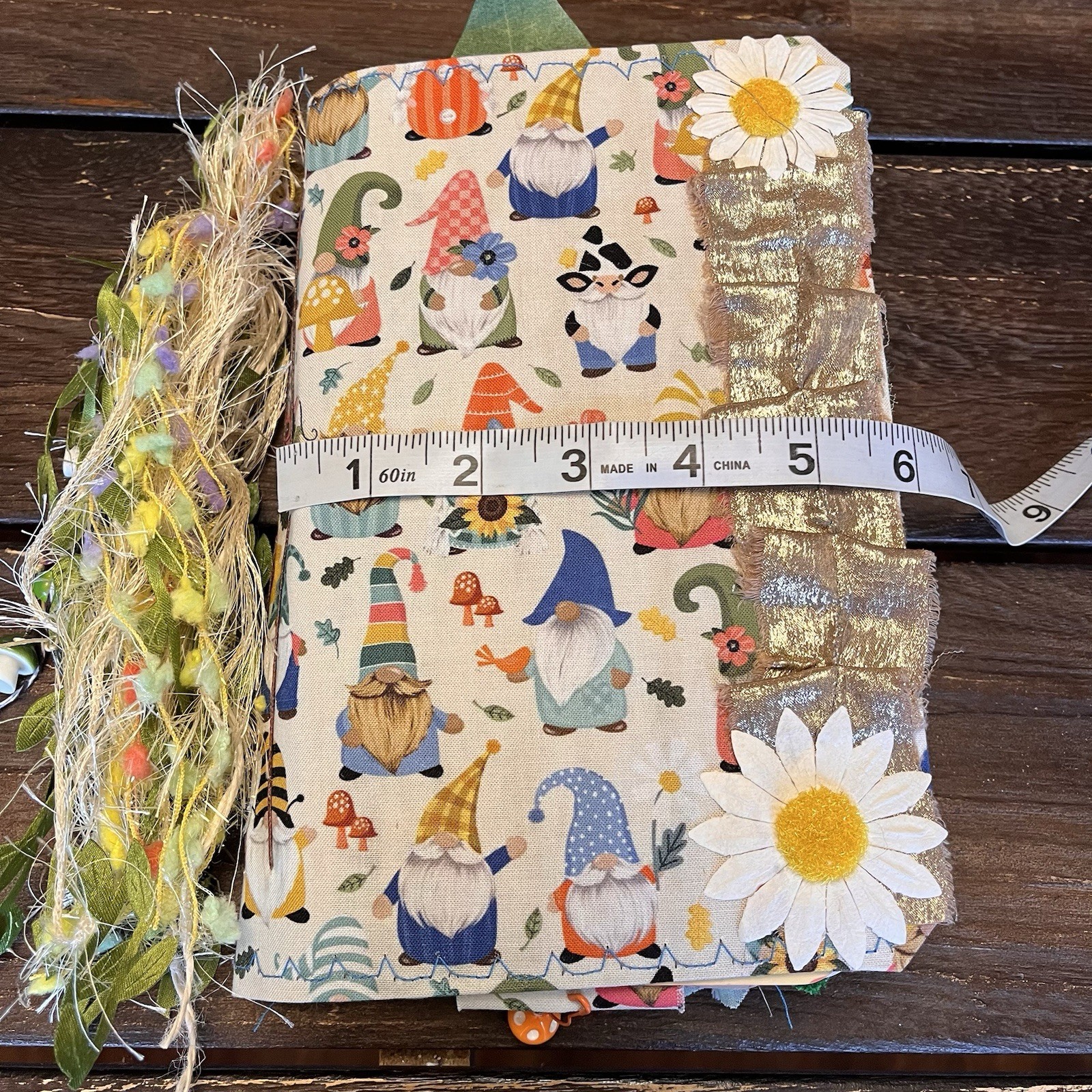 Gnome Sunflower Themed Junk Journal Woodland Nature Softcover 3 Signatures