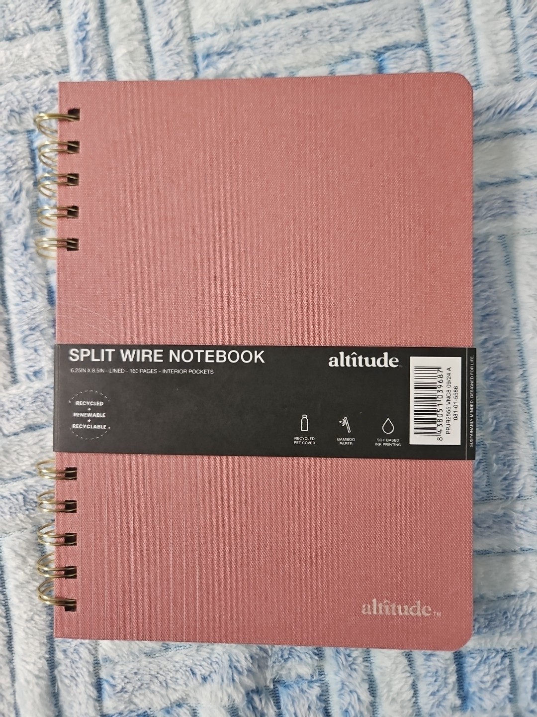 Altitude Split Wire Notebook Rose Gold Mauve Bamboo Paper Recycled Soy Based Ink