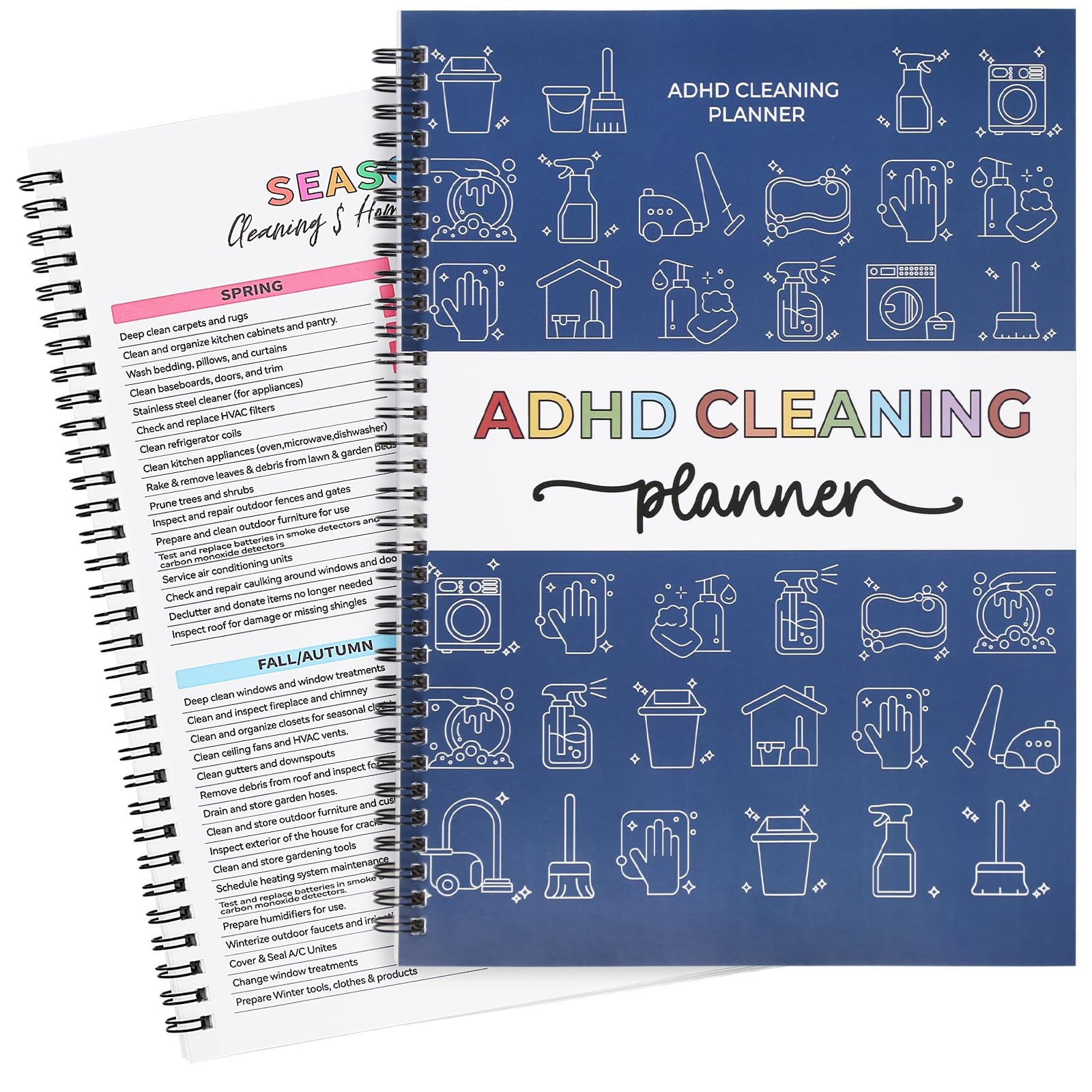ADHD Cleaning Planner, Schedule and Checklist Organizer, Daily Blue