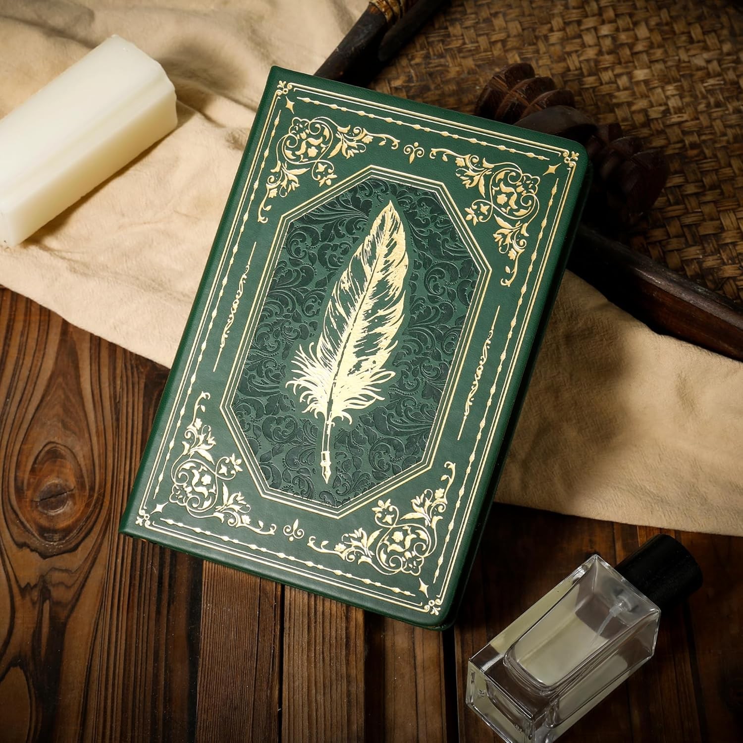 Vintage Leather Journal for Women Men 200 Pages Gold Edge Hardcover Journaling N