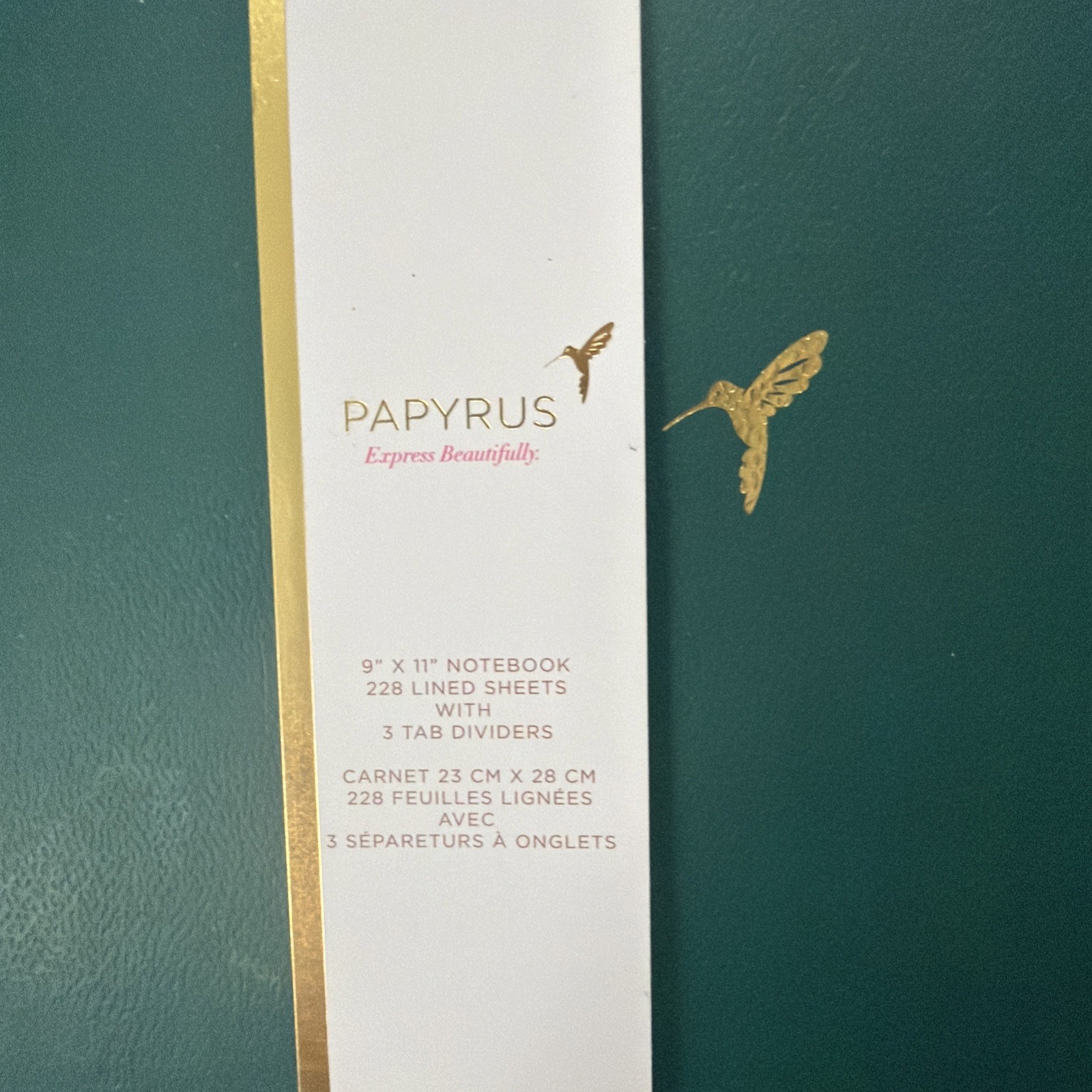 Papyrus Express Beautifully 9” X 11” Notebook. 228 Lined Pages W/Dividers. New.