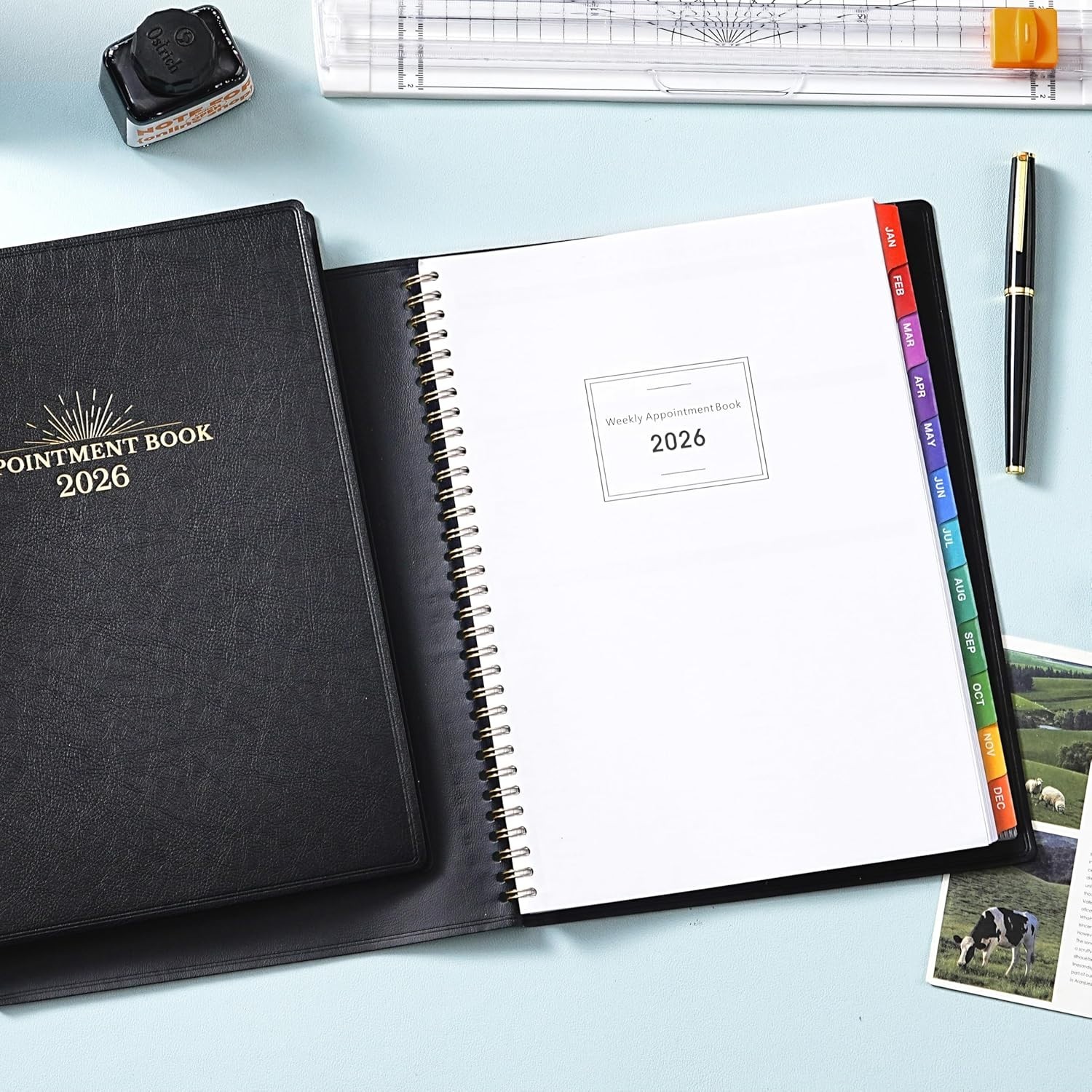 2026 Weekly & Daily Hourly Appointment Book – 8.5×11 Leather Cover Planner fo…