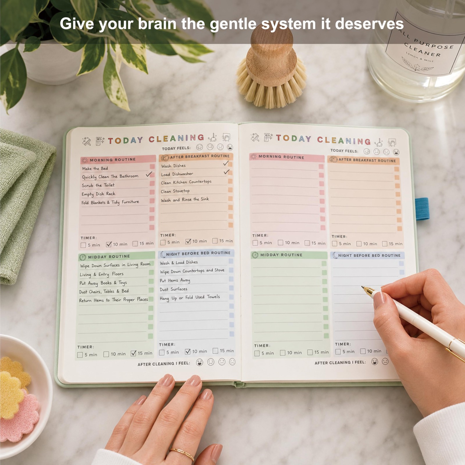 And Se Cleaning Planner, Undated Daily Weekly Monthly Household Chore Organizer