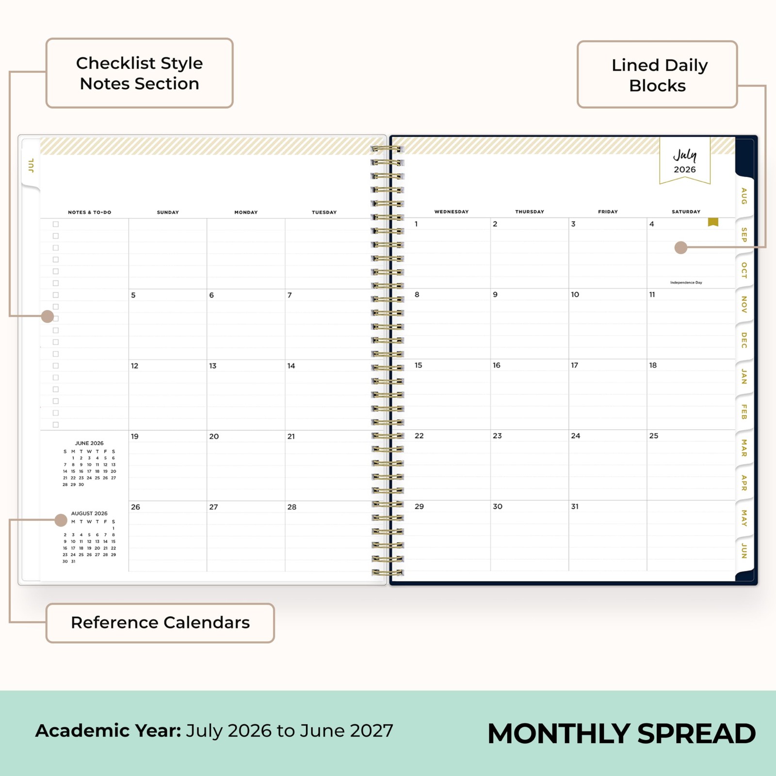 Blue Sky Day Designer 2026-2027 Weekly and Monthly Academic Year Planner Cale…