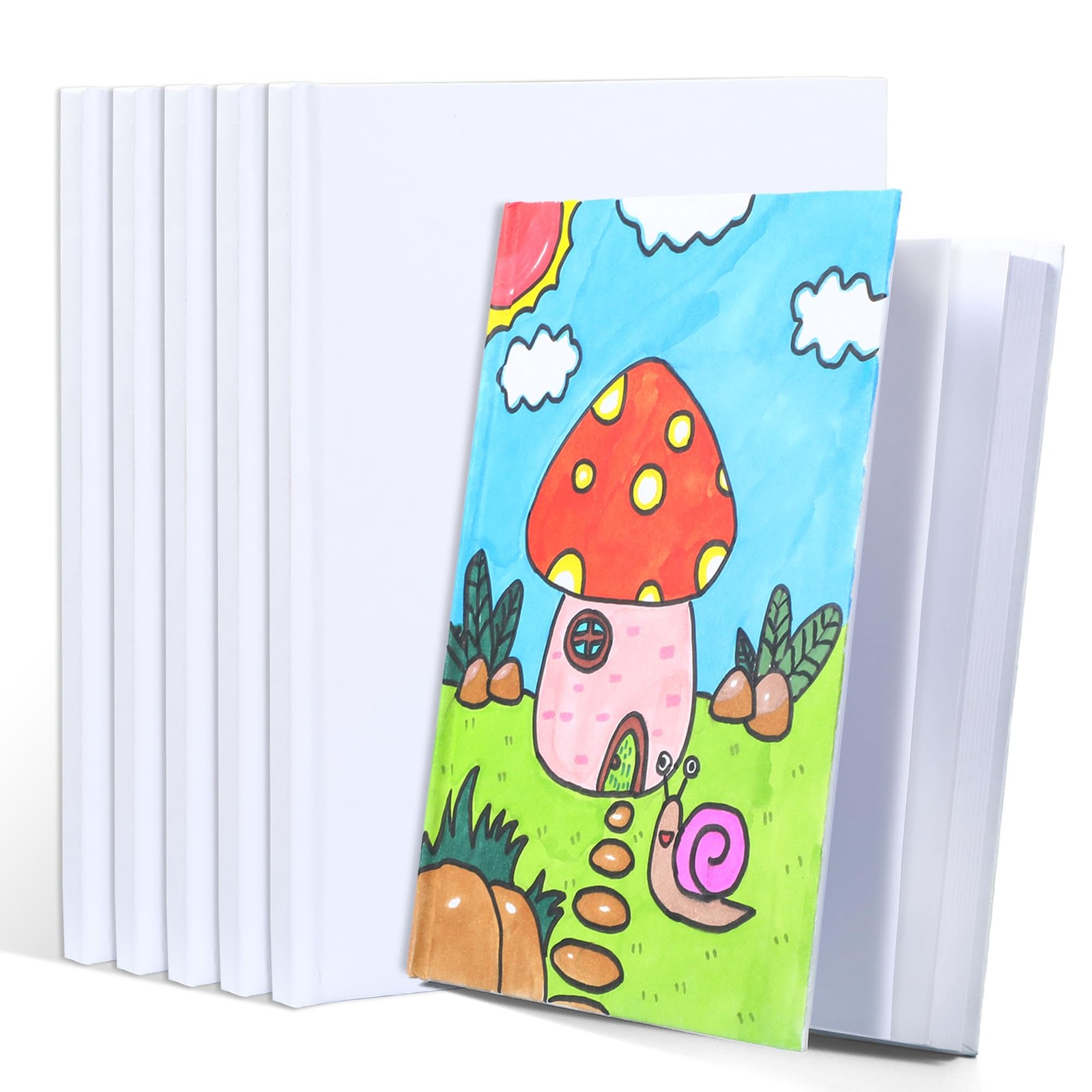 6 Pack Hardcover Blank Book,100GSM White Books for Kids