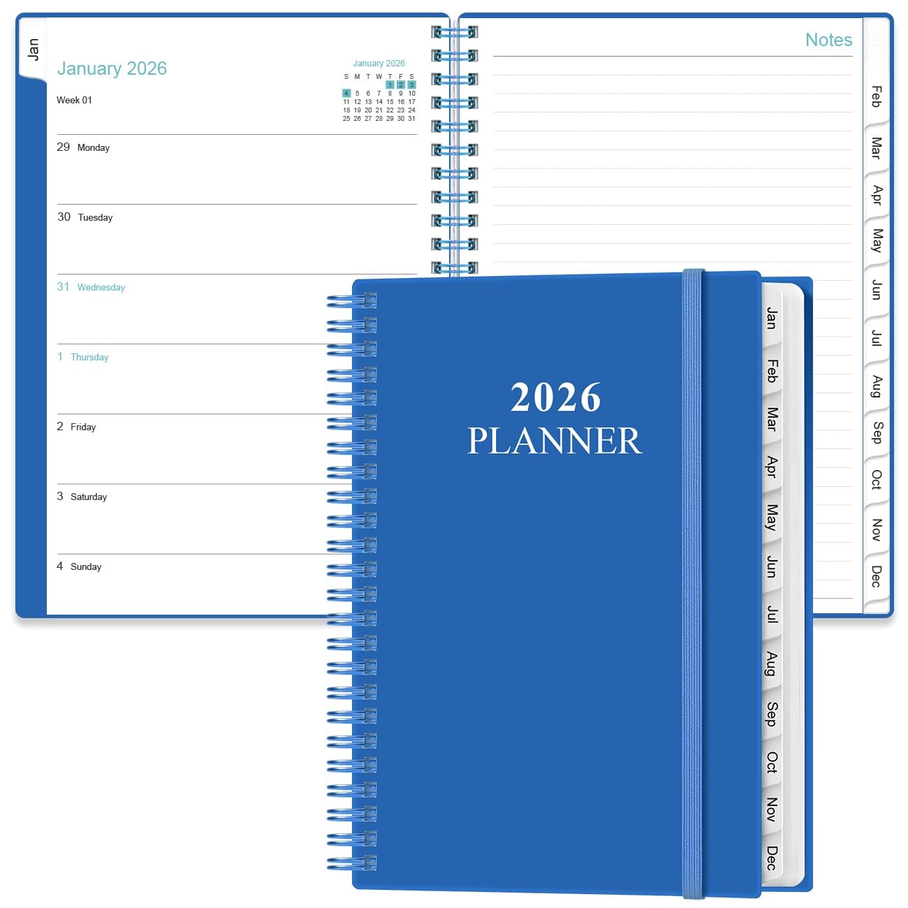 2026 Planner Weekly Monthly Academic 12 Month 6.4×8.5 Blue Flexible Cover Pocket