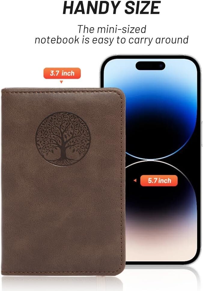 Small Pocket Notebook, Leather Journal Mini 200 Pages/100 Sheets 5.7*3.7