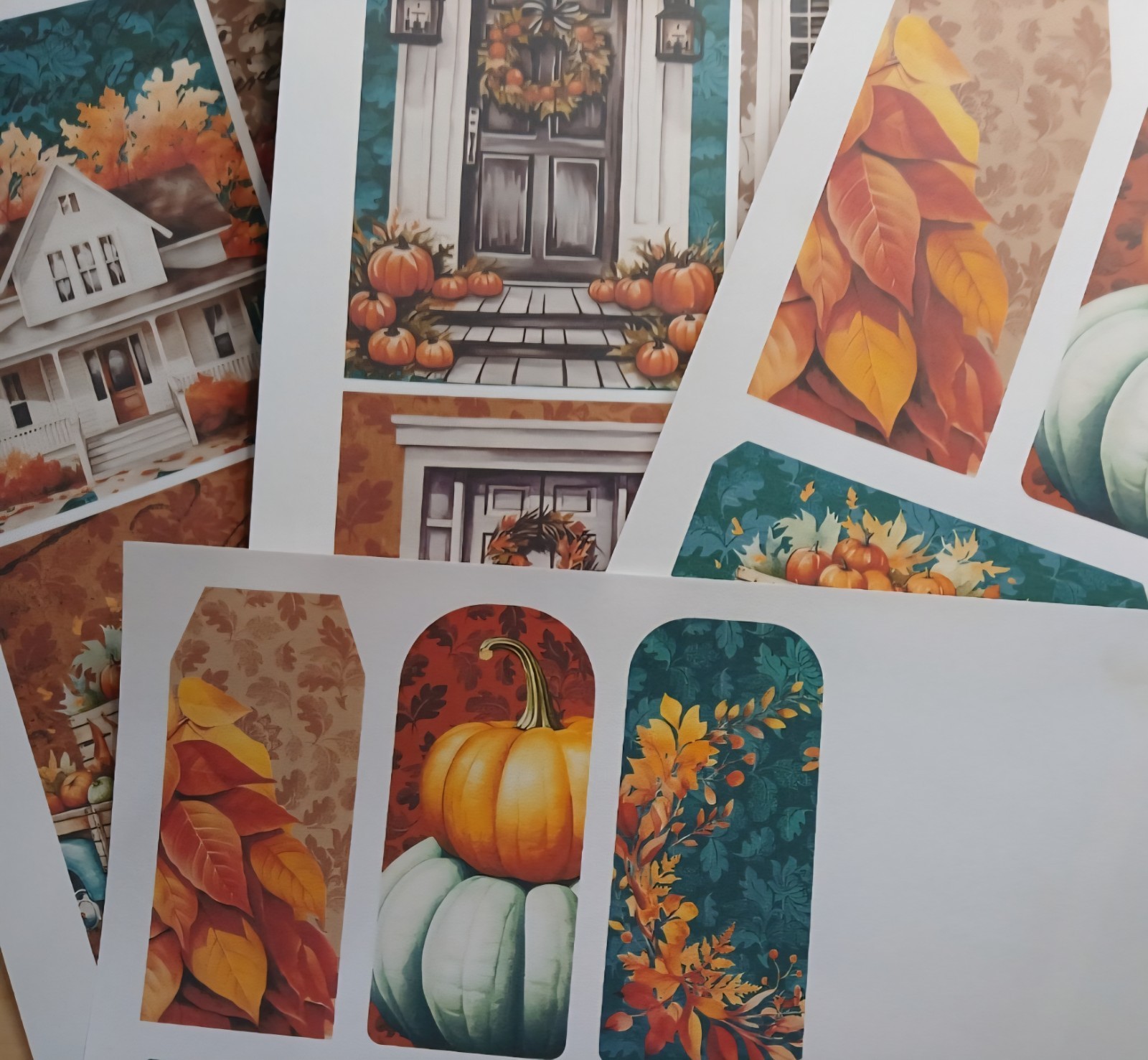 Junk Journal Booklet “AUTUMN BREEZE” Fall Colors LG 8.5″x5.5″ 40pgs × Ephemera
